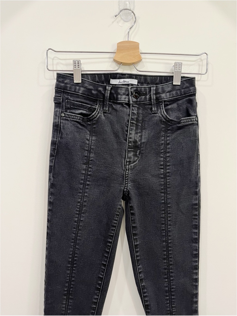 Sam Edelman Stiletto High Rise Skinny Ankle Jeans Black Coated Raw Hem Size 26 - Picture 4 of 11